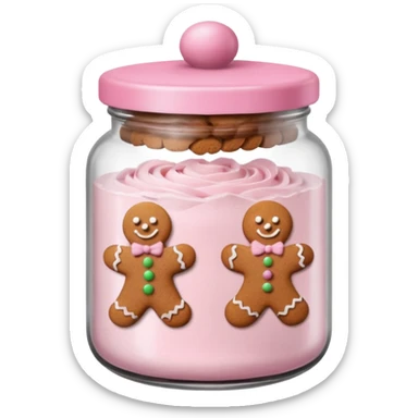christmas gingerbreads pastel pink in jar with pink lid sticker