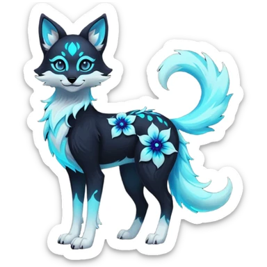 Multicolored gloomy glowing bioluminescent dark edgy gothic spooky cool badass pretty cool elegant realistic floral exotic Falvie-Fionbri-fursona, full body sticker