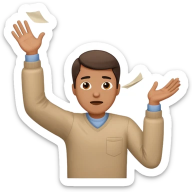 A man throwing papers in the air, frust sticker