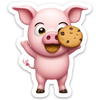Piggy standing up while eating cookies  sticker