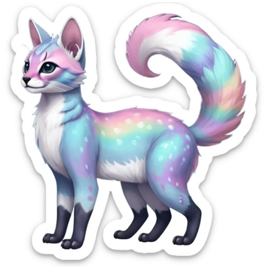 Colorful nebulae nebula starry galactical shiny tropical pale light fruity pastel white glorious iridescent divine exotic cute cool beautiful realistic antasy-caracal-civet-genet-sergal-vernid-Cacomistle-Trico-oncilla-animal-Fakémon-hybrid-fursona (full body) sticker