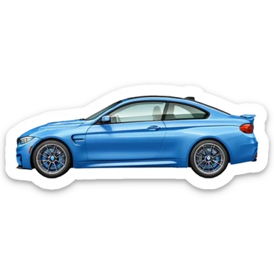 A retro sticker of a blue BMW M4 competition  sticker