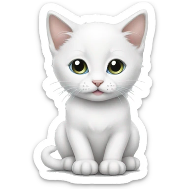 White kitten with grey  sticker