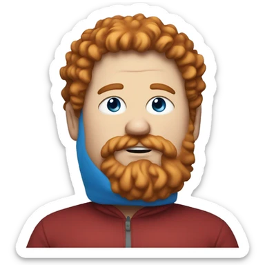 fat white man with blue hoodie and red curly hair and beard sticker