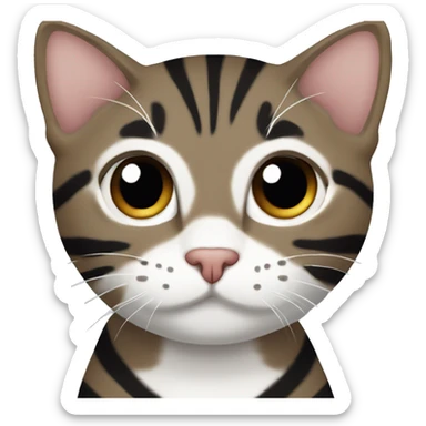 tabby cat (black & very dark brown stripes) domestic shorthair with white underbelly  sticker