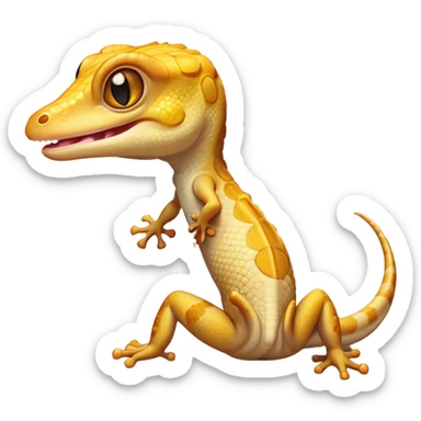 Cinematic Comical Gecko Portrait Emoji, Head tilted dramatically with an exaggeratedly shocked expression, featuring a compact, agile body with wide, comically expressive eyes and a quirky pattern of scales, Simplified yet hilariously expressive features, highly detailed, glowing with a slightly sassy tropical glow, high shine, dramatic yet playful, stylized with an air of quirky reptilian mischief, soft glowing outline, capturing the essence of a meme-worthy gecko that seems ready to scamper its way into viral fame! sticker