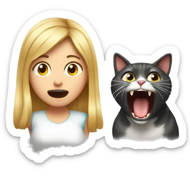 Girl shouting at her cat sticker