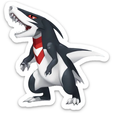 Black Cool Edgy Anthro Sharpedo-Sergal-Garchomp-Fakémon  with White and Red Edgy markings sticker
