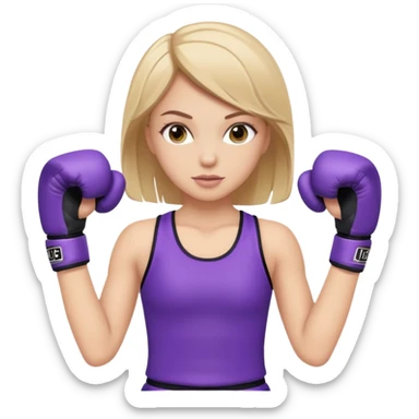 a white girl in  purple gear kickboxing sticker