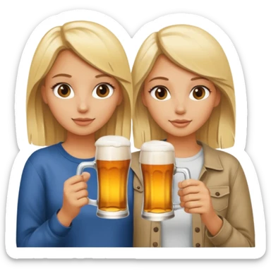 Two blonde girls best friends drinking a beer  sticker