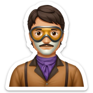 pedro pascal with leather eye mask and leather halter neck blouse sticker