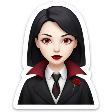 female vampire with coat long collars with tie sticker