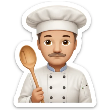 Est-ce que tu peux me faire un chef cuistot qui ressemble à Philippe Etchebest et qui est devant un restaurant?  sticker