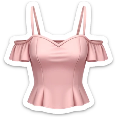 Realistic side view of an isolated pastel pink off the shoulder Short sleeve blouse with shoulder straps. sticker