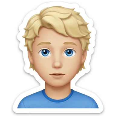 Teenage boy with blue eyes, blonde wavy hair and thick lips sticker