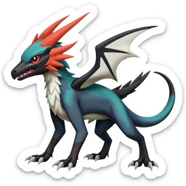Salandit-Noivern-Mightyena-Silvally-Fakémon-hybrid-creature (full body)  sticker