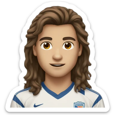 soccer boy brown long hair brown eyes sticker
