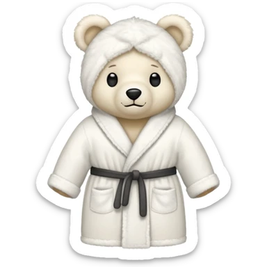 white teddy bear bathrobe sticker