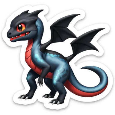 Shiny Duskull-Salandit-Umbreon-Charmeleon-Fakémon-hybrid-creature (full body)  sticker