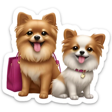 Two Pom dogs with birkin bag sticker