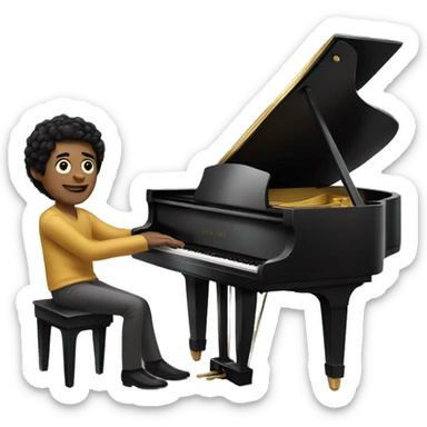 pair skin and black hair man playing grand piano sticker