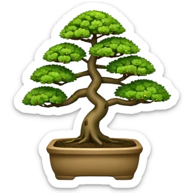 bonsai tree with a cute happy expression emoji style sticker