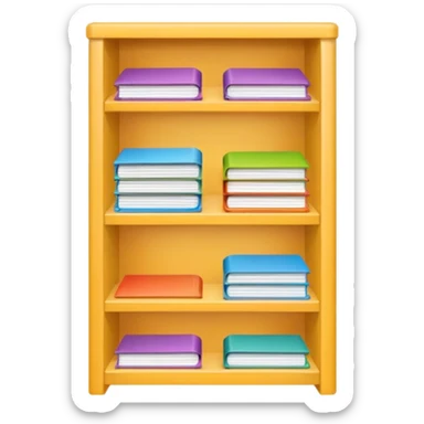 emoji of open magazine, inside there are illustrated empty shelfs sticker