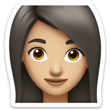 girl teenager with dark brown eyes and black straight hair smiling sticker