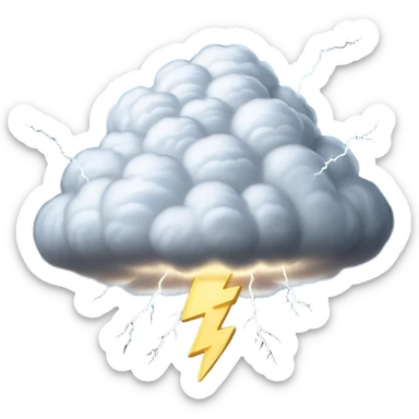 Cinematic Realistic Cumulonimbus Emoji, Towering and imposing, with dark, dramatic clouds reaching up into the sky in a billowing formation. Lightning flickers within, and the atmosphere is charged with energy, signaling a powerful storm ahead. Soft glowing outline, capturing the essence of raw power, intensity, and nature’s fury in a mighty cumulonimbus cloud! sticker