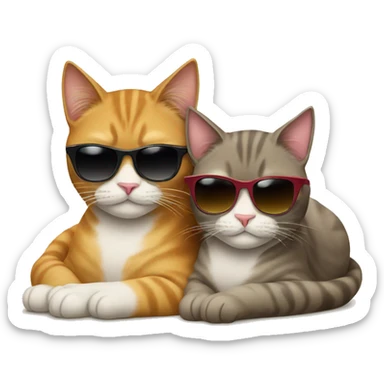 two cats wearing sunglasses relaxing sticker