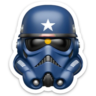 a blueberry wearing a black Star Wars Death Trooper helmet sticker