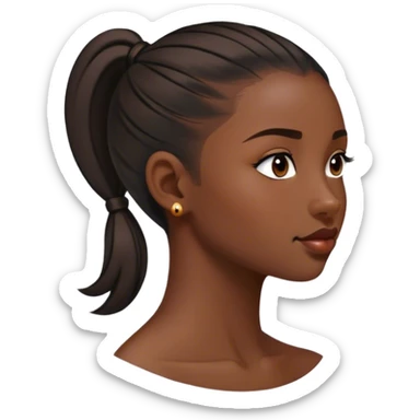 Side profile with hyperpigmentation and a slick back ponytail. Big arch nose and fat lips sticker