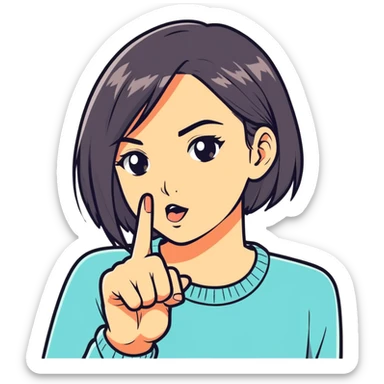 Looking at an attractive girl biting your pointer finger knuckle sticker