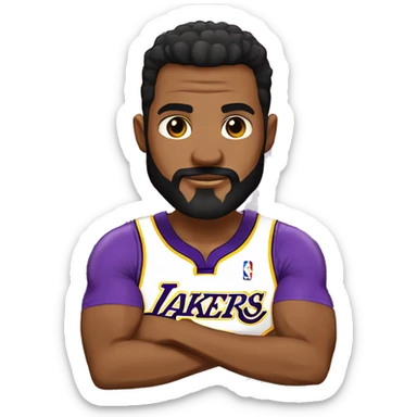 Hombre calvo con barba anteojos babeando playera de los Lakers  sticker