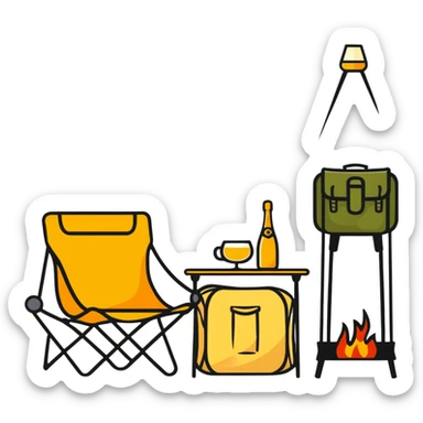 exquisite camping with champagne and fancy camping furniture sticker