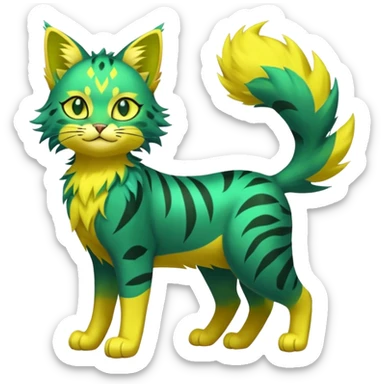 Green-Yellow Electrike-Lucretia-Luxray-Sprigatito-Bobcat-Amaura-Aurorus-Shiny-glorp-cat-fusion (full body) sticker