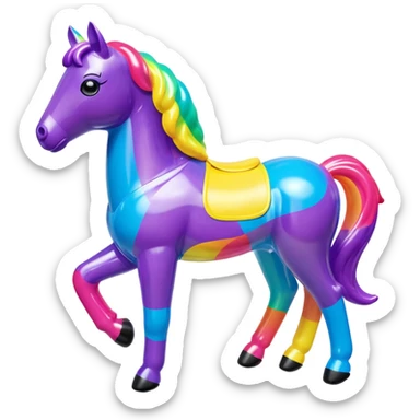  Lisa Frank style inflatable vinyl horse toy figure  sticker