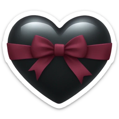 crystal black heart wrapped in a burgundy bow sticker