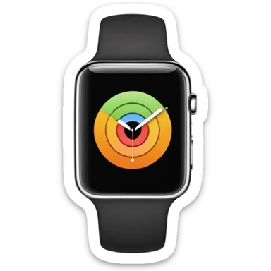 a black apple watch with rings and a #00DDC5 band in the style of an ios emoji  sticker
