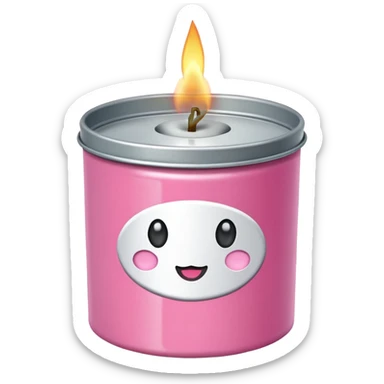 pink candle tin with label sticker