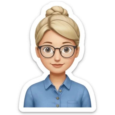 Librarian Style – neat bun, thin metal glasses, calm gentle smile.














































 sticker