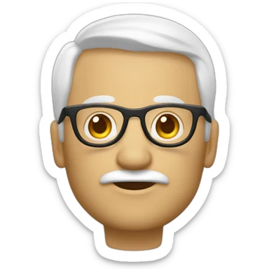 Viel homme mi-chauve cheveux courts blancs, avec lunettes rondes sticker