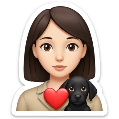 Brunette with a heart in the shape of a big black labrador dog sticker