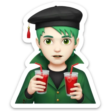 vampire men  green hair Drink holders with hat  sticker