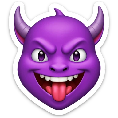 The purple devil emoji but with its tongue hanging out  sticker
