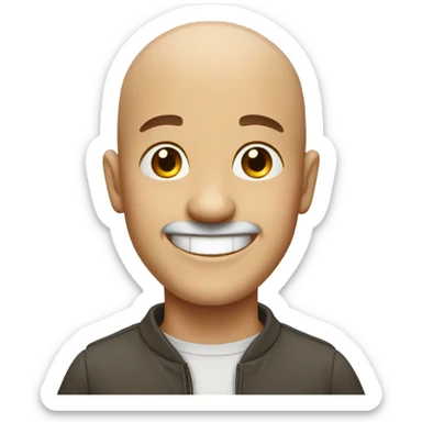 bald man with cheerful grin sticker