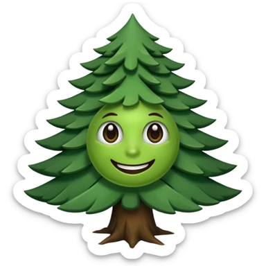 sapin avec des yeux noirs luisants, sourire en coin sticker