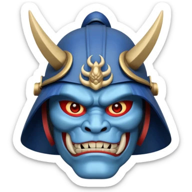 blue oni with samurai helmet face sticker