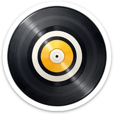 a black vinyl record with a white center sticker