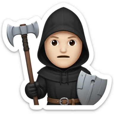 an executioner with a black hood/ sheet on his face so we can't see his face and a big axe in his hand sticker